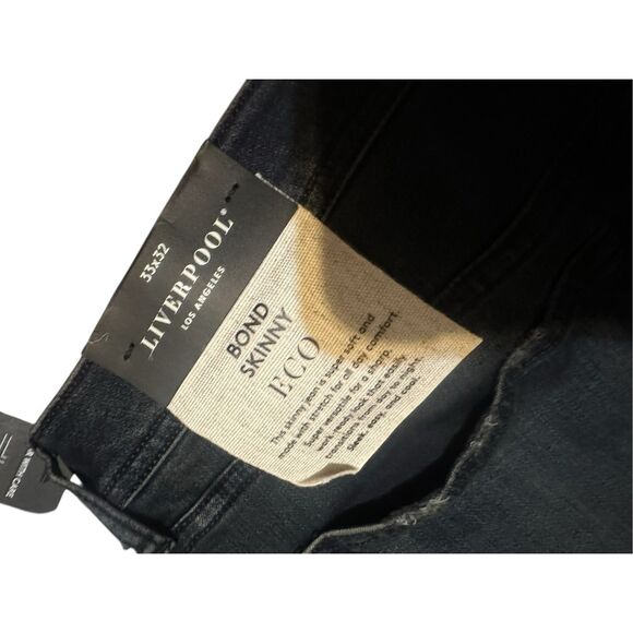 NEW WITH TAGS MEN Liverpool Los Angeles Bond Skinny Jeans in Bullet Dark wash si - Picture 5 of 6